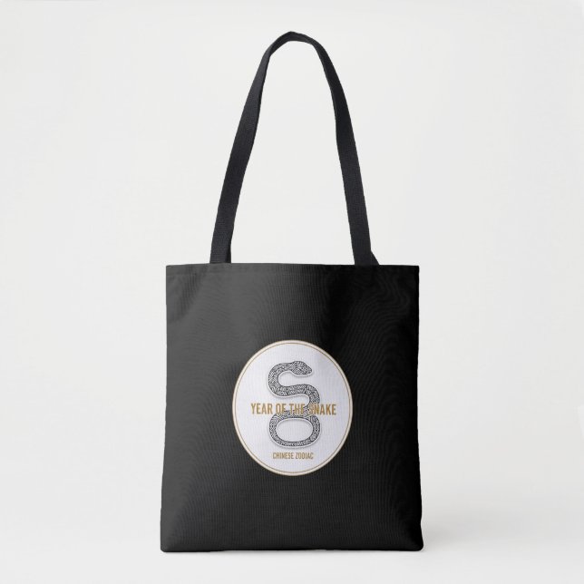 Tote Bag Elegant Snake - Luxury Chinese Zodiac Art & Mystic (Devant)