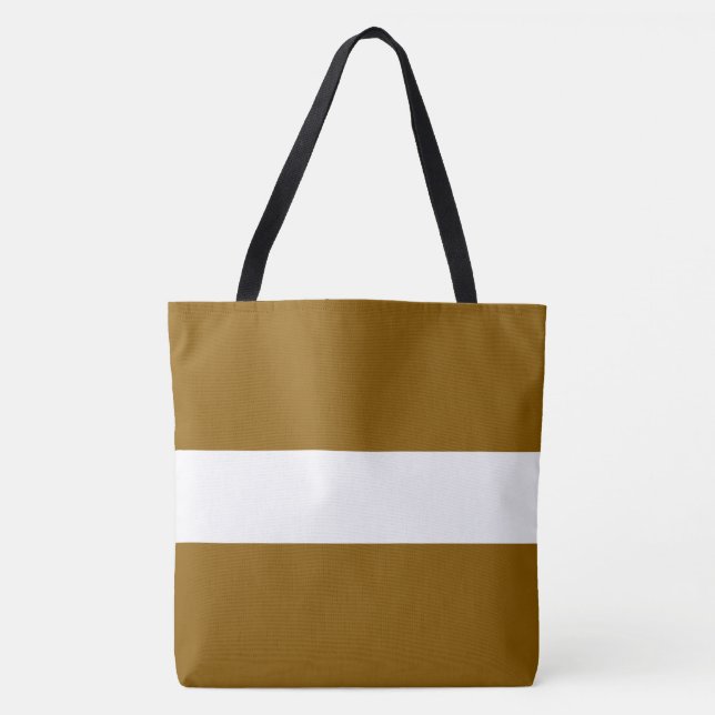 Tote Bag Élégant Sportif Large Brun Doré Rayures Blanches (Devant)