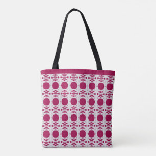 Tote Bag Élégant style argent et bordeaux motif ovale
