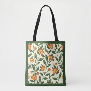 Tote Bag Élégant Stylish Cute Orange Botanical Floral