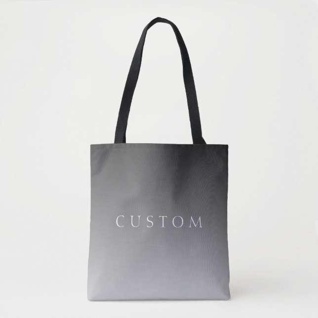 Tote Bag Élégant texte sur simple moderne gris ombre dégrad (Devant)