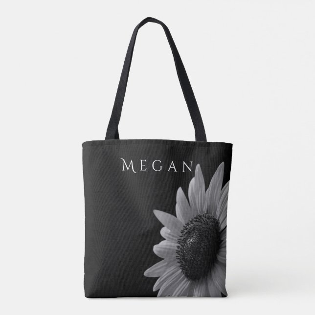 Tote Bag Elégant tournesol noir et blanc Personnalisé Votre (Dos)