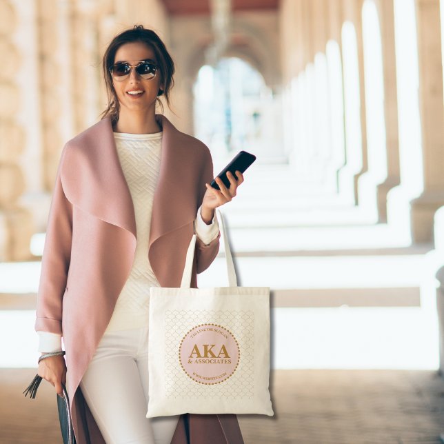 Tote Bag Élégant Trellis Rose Or Monogramme Entreprise (Créateur téléchargé)