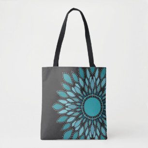 Tote Bag Elégant Turquoise Lotus Flower Mandala