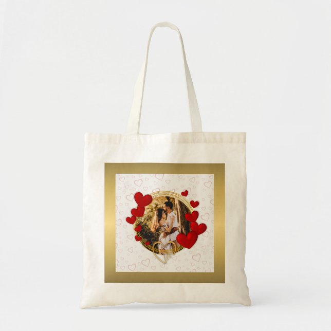 Tote Bag Élégant Valentines, Amour, Anniversaire Coeur Roug (Devant)