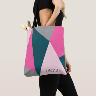 Tote Bag Élégant vert émeraude rose pastel aux couleurs