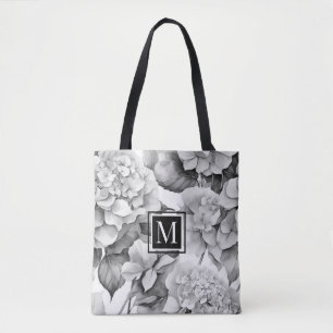 Tote Bag Elégante aquarelle blanche grise noire
