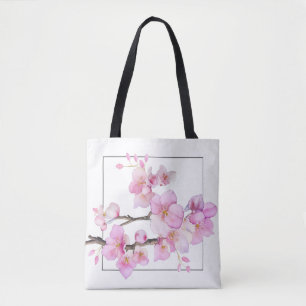 Tote Bag Elégante aquarelle rose fleurs de cerisier
