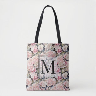 Tote Bag Elégante aquarelle rose hydrangées florales