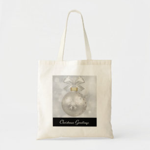 Tote Bag Élégante boule de Noël en argent sur les lumières