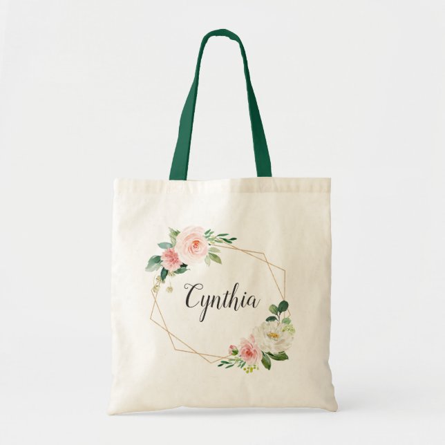 Tote Bag Élégante Bridesmaid Floral Flush (Devant)