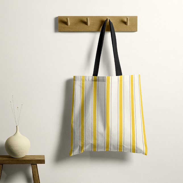 Tote Bag Élégante Cabane Méditerranéenne Rayure Jaune Citro (Créateur téléchargé)