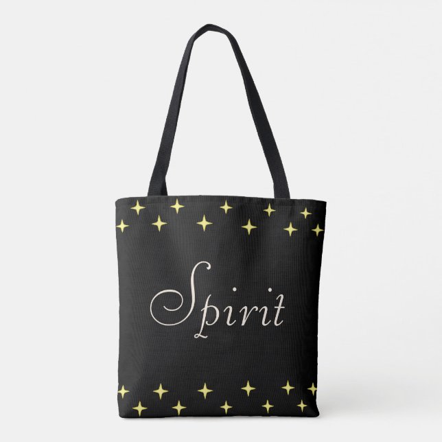 Tote Bag Élégante calligraphie et étoiles sur noir (Dos)