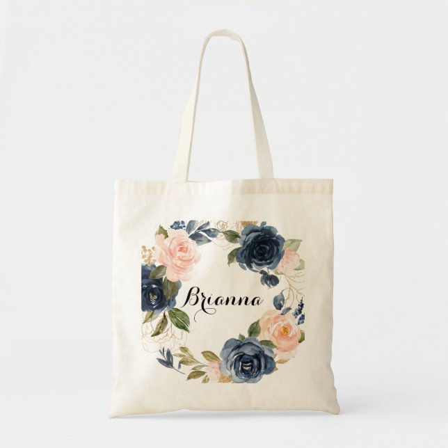 Tote Bag Élégante calligraphie florale hivernale (Devant)
