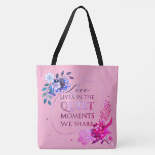 Tote Bag Élégante citation d'art floral en or