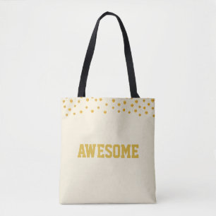 Tote Bag Elégante Confetti d'or sur beige