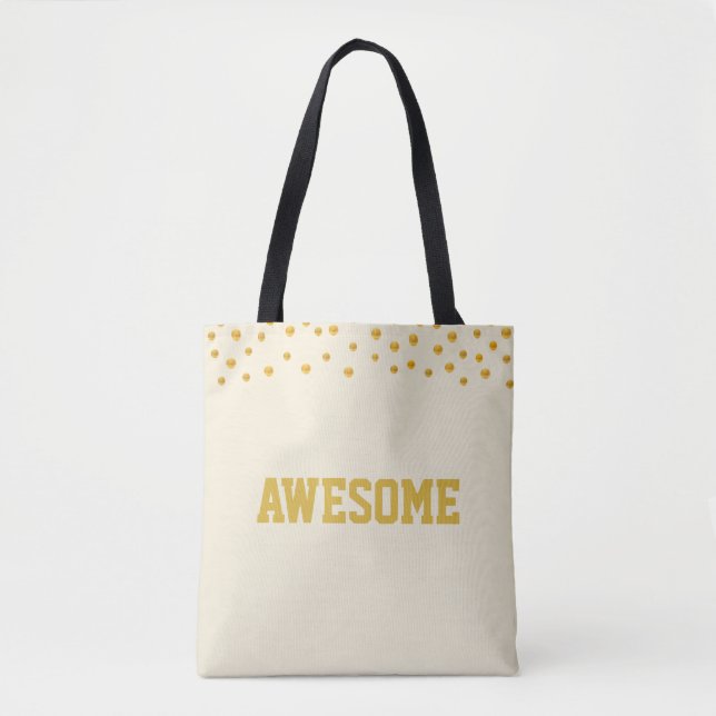 Tote Bag Elégante Confetti d'or sur beige (Devant)