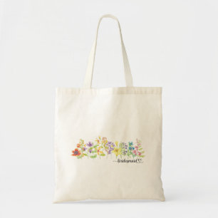 Tote Bag Élégante Demoiselle d'Honneur Fleur Sauvage Coloré