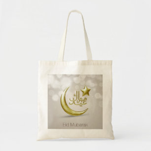 Tote Bag Elégante Eid Moubarak Gold Moon Star - Budget Four