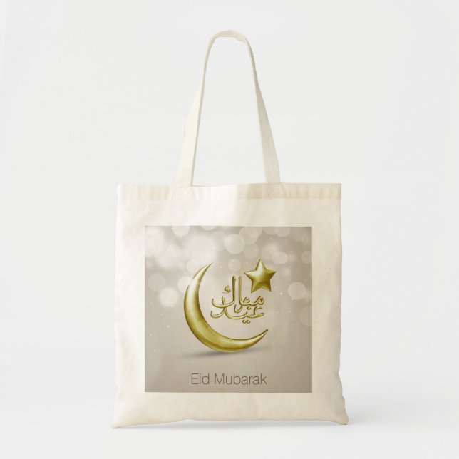 Tote Bag Elégante Eid Moubarak Gold Moon Star - Budget Four (Devant)