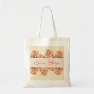 Tote Bag Élégante Épouse Rose Et Peach Floral