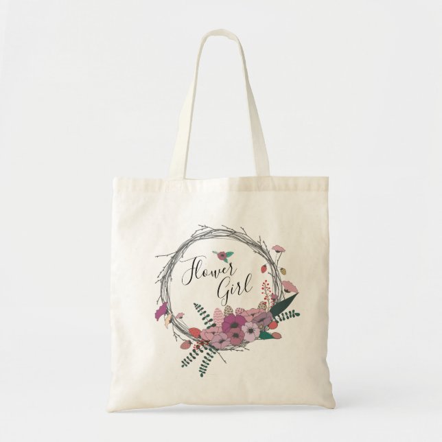 Tote Bag Élégante et moderne fille de fleurs à couronne de  (Devant)