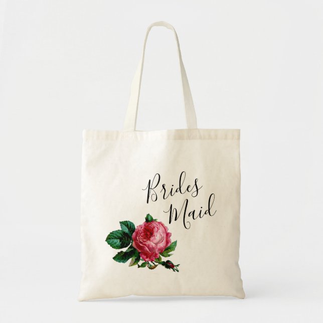 Tote Bag Elégante et moderne fleurs rose roses bridesmaid (Devant)