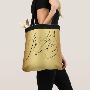 Tote Bag Élégante femme de chambre à script noir or