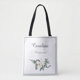 Tote Bag Élégante femme de chambre en fleurs de Magnolia bl