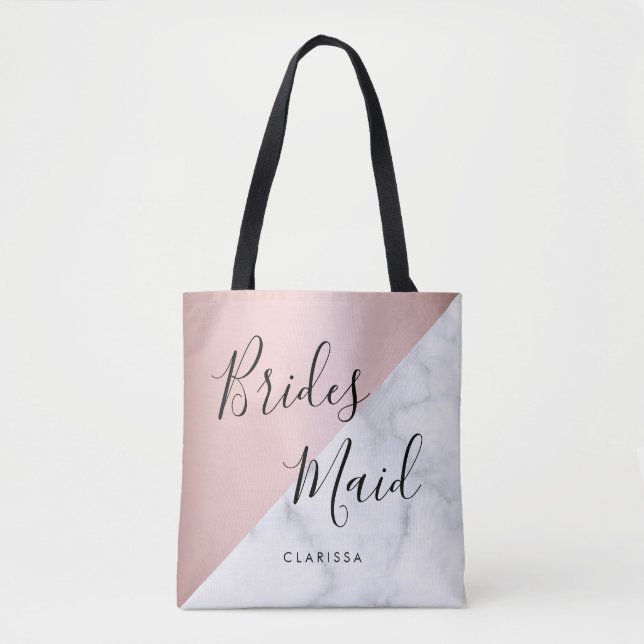 Tote Bag Elégante femme de chambre en marbre blanc et doré  (Devant)