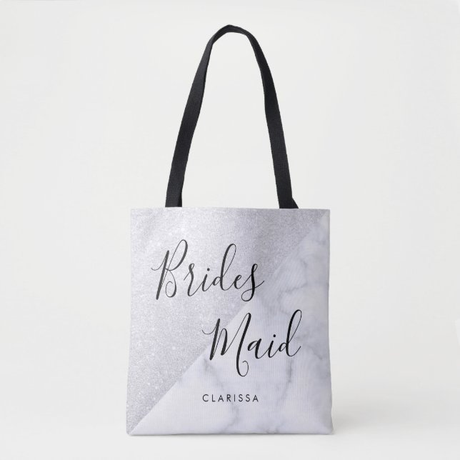 Tote Bag Élégante femme de chambre en marbre blanc et parti (Devant)