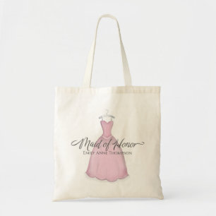 Tote Bag Élégante femme de mariage d'honneur robe rose mode
