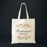 Tote Bag Élégante femme de ménage rose vif<br><div class="desc">Un joli sac fourre-tout de mariée fleurie. Il a des roses blanches et roses rousses et vous pouvez personnaliser le texte et les couleurs.</div>