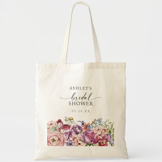 Tote Bag Élégante Fête des mariées Fleur sauvage colorée (Elegant Colorful Floral Wildflower Bridal Shower Tote Bag by Painted Paperie
)