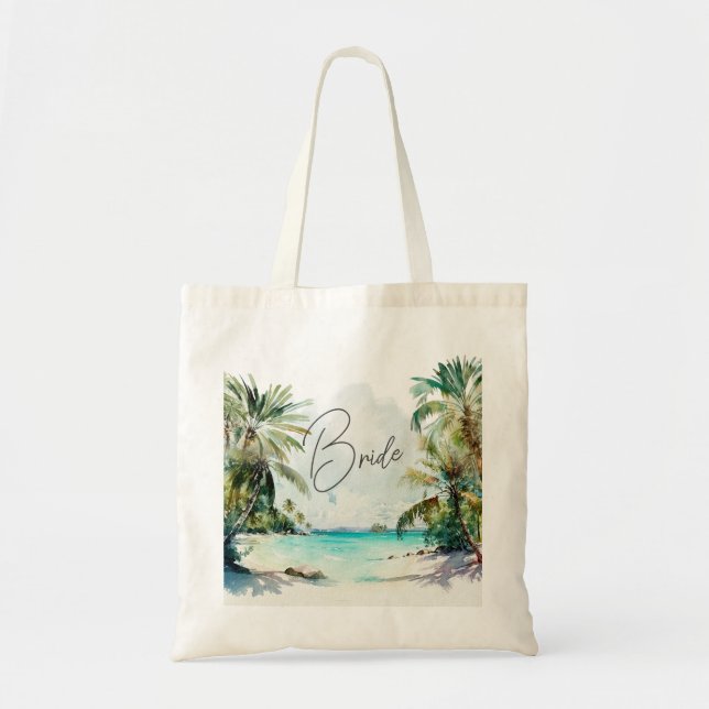 Tote Bag Elégante Fête des mariées Tropical Palm Trees (Devant)