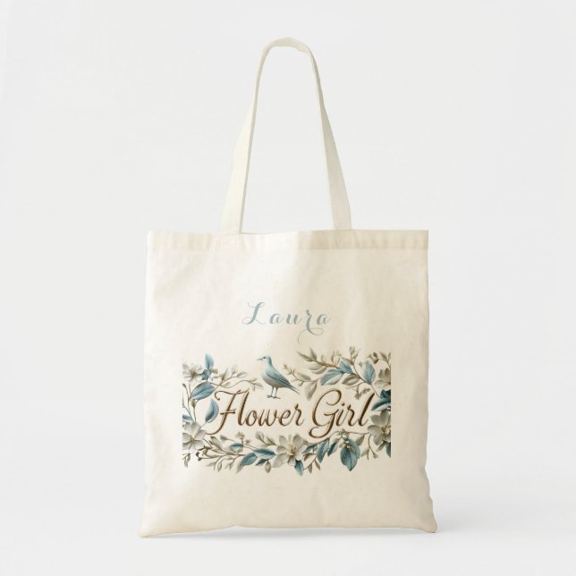 Tote Bag Élégante fille de fleurs dorées (Devant)