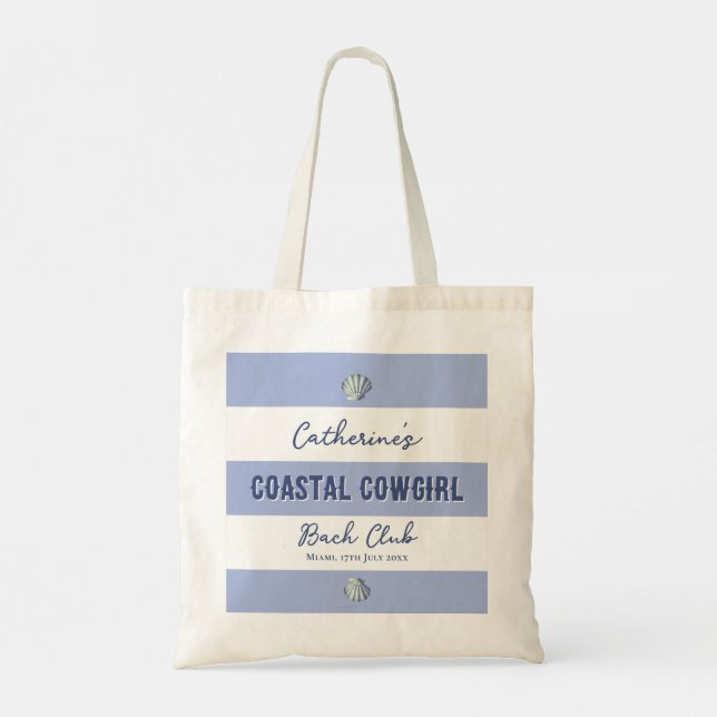 Tote Bag Élégante fille de la côte Bleu doux Blancs (Dos)