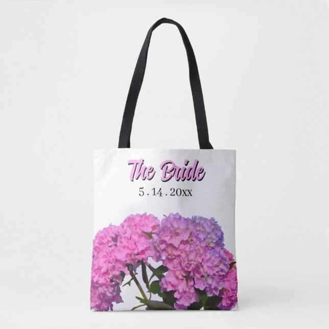 Tote Bag Élégante floraux violets roses pour la mariée (Devant)