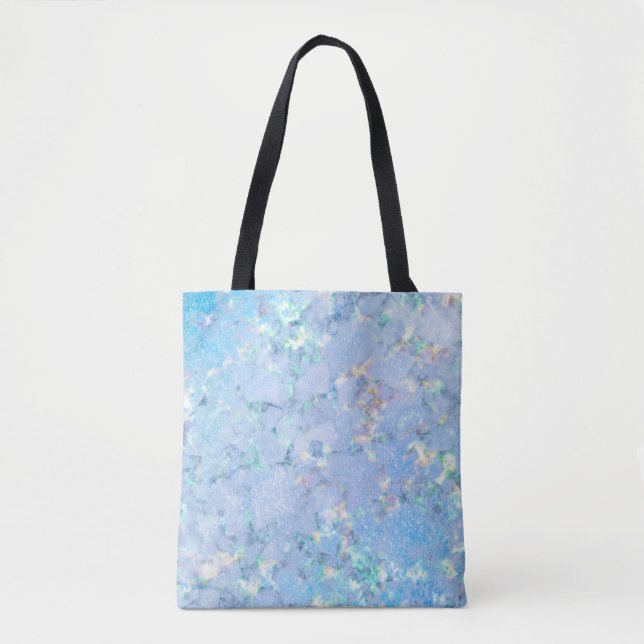 Tote Bag Elégante glace holographique en marbre bleu ciel (Devant)