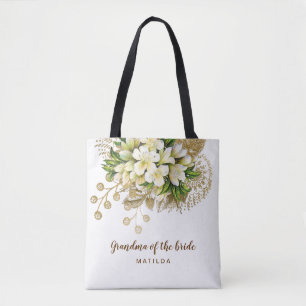 Tote Bag Élégante grand-mère florale or moderne de la marié