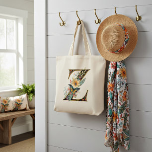 Tote Bag Élégante lettre bohème florale Z