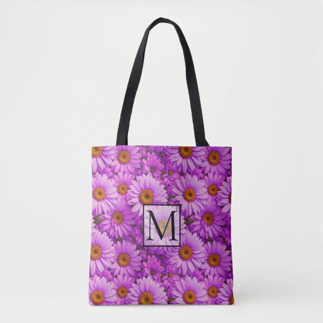 Tote Bag Élégante marguerite florale magenta rose foncé (Devant)