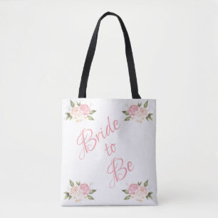 Tote Bag Élégante mariée à être floral Script rose