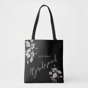 Tote Bag Élégante minimaliste noir, aquarelle Demoiselle d'