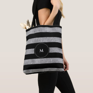 Tote Bag Élégante Parties scintillant d'argent noir Monogra