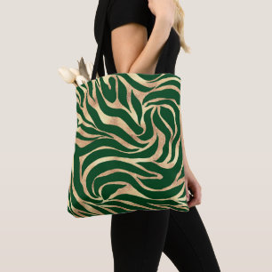 Tote Bag Elégante Parties scintillant or Zebra Green Poster