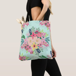 Tote Bag Elégante peinture à l'aquarelle florale à la menth