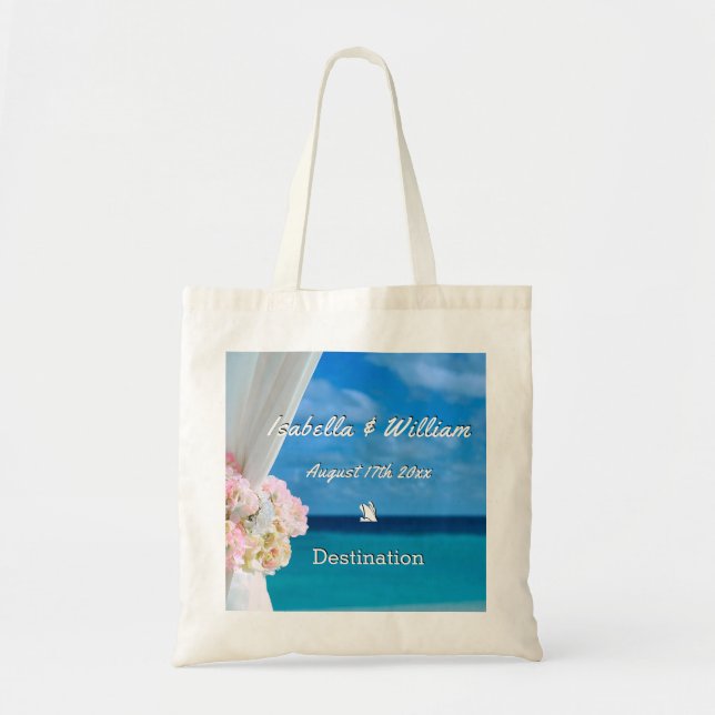 Tote Bag Elégante Plage Florale Océan Été Mariage Favoriser (Devant)