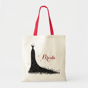 Tote Bag Elégante robe de Mariage en dentelle Vintage noire