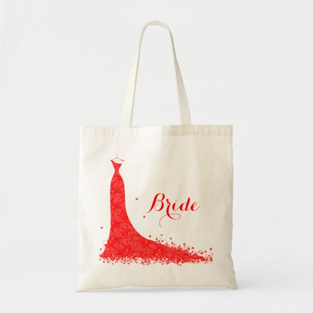 Tote Bag Élégante robe rouge Vintage dentelle Mariage (Devant)